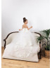 Ivory Lace Tulle V Back Flower Girl Dress With Removable Train